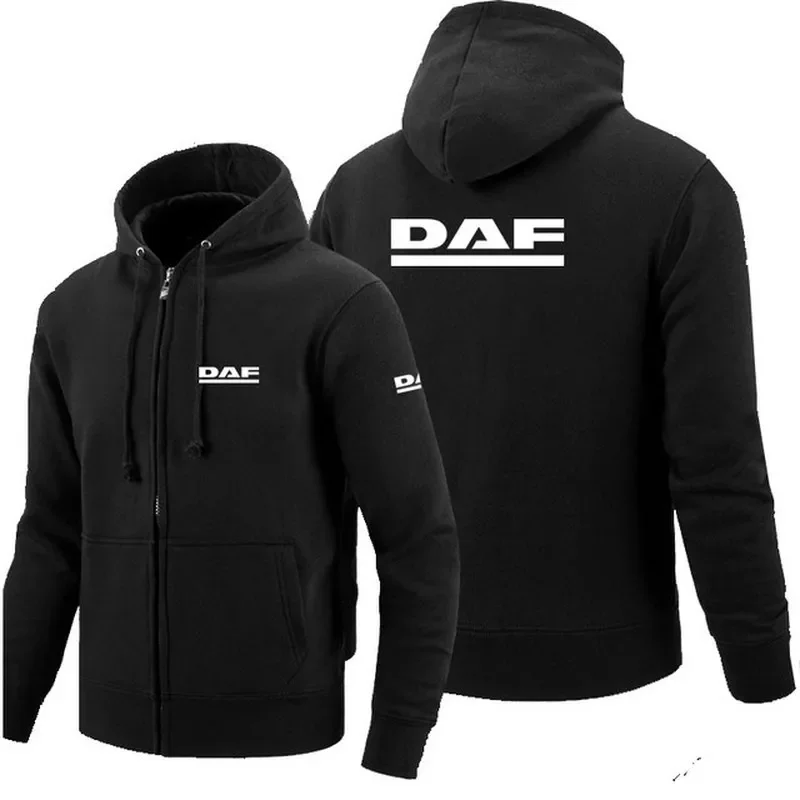 2023 NEW DAF logo zipper Sweatshirt Men Zipper Hoodies Autumn Hoodie Winter Long Fashion Casual Clothes