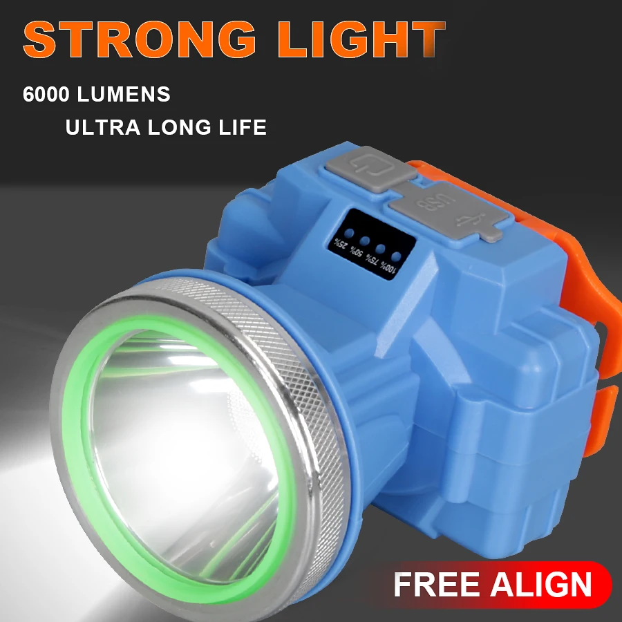 

KDULIT Portable High Lumens LED Headlamp USB Rechargeable Headlight Outdoor Night Fishing Lantern IPX7 Waterproof Weight Torch