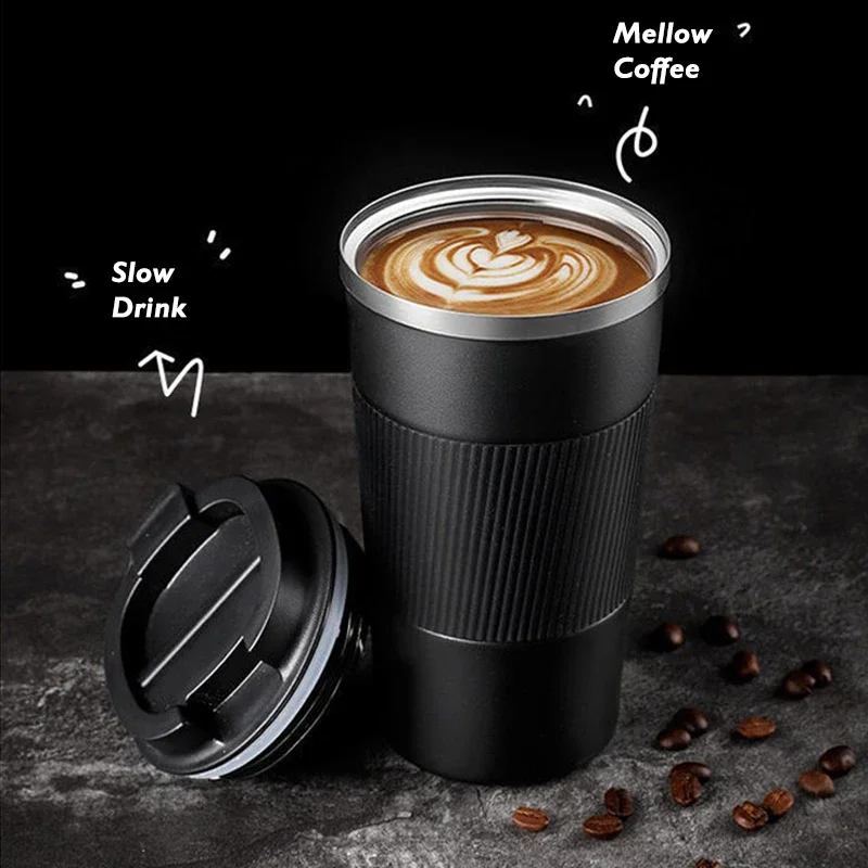 510ml 304 Stainless Steel Vacuum Insulated Portable Coffee Cup Outdoor Thermos Cup Sealed Thermal Insulation Trailing Mug Water