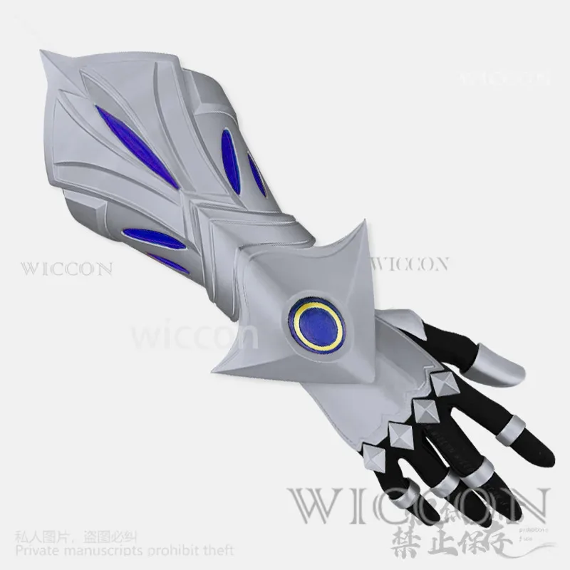 أنيمي لعبة LOL تأثيري Ezreal الأسلحة الأيدي ثلاثية الأبعاد الدعائم الفضة كوس حمض البوليلاكتيك لجميع القديسين هدايا حفلات عيد الميلاد رجل مخصص