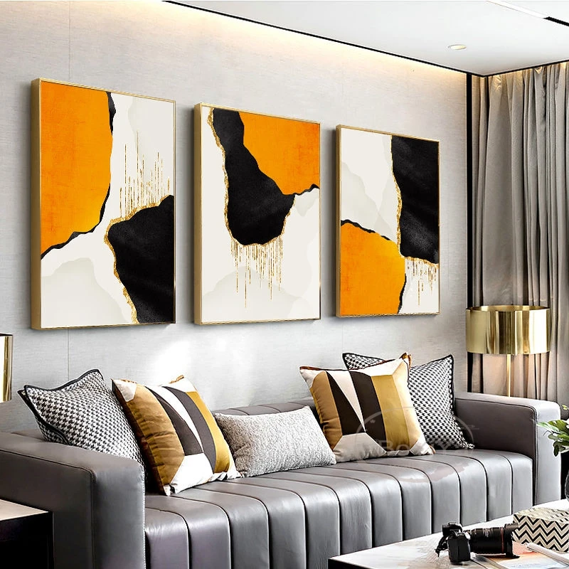 3 Pieces Wall Art Abstract Interior Paintings Home Decor Handmade Acrylic Oil Painting On Canvas Hanging Picture For Living Room