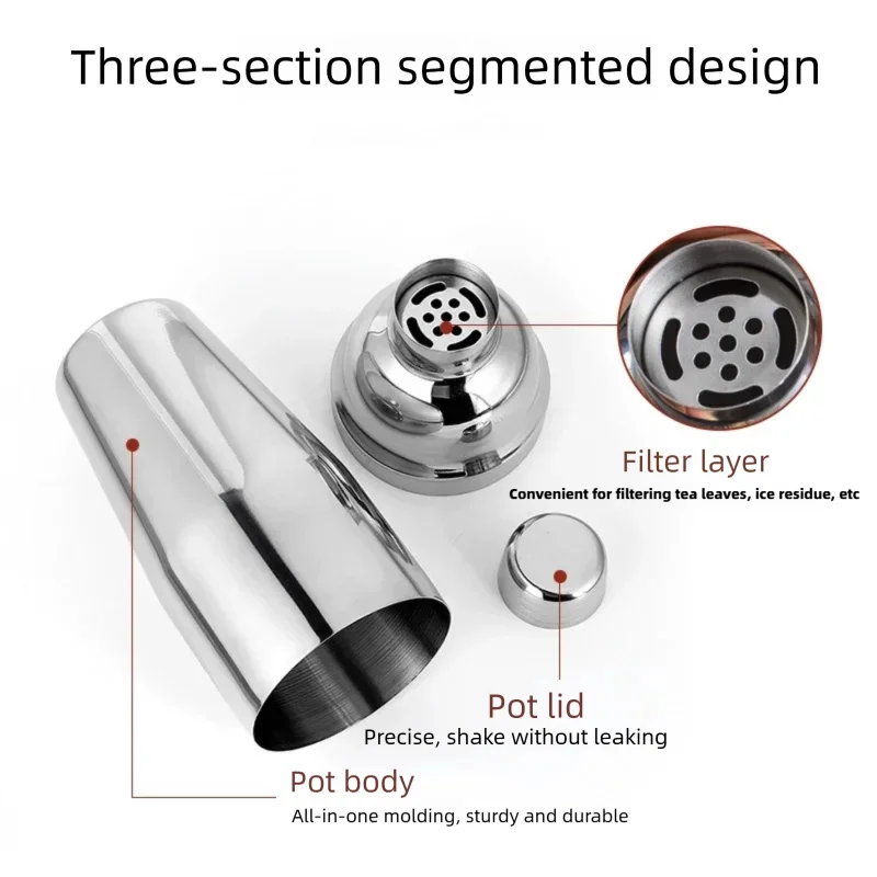 550/750ml Stainless Steel Cocktail Shaker Mixer Wine Martini Shaker Wine Shaker Boston Bartender Drink Bar Accessories Tools