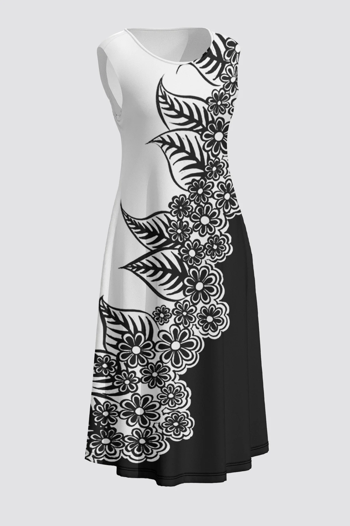 Robe à imprimé floral pour femmes, grande taille, précieux, décontracté, col rond, fibre, vêtements d\'été, 2024