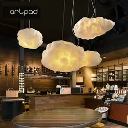 Artpad White Cloud Pendant Lamp Silk Cotton E27 LED Stairwell Pendant Lights Chandelier for Children's Room Coffee Shop lamp