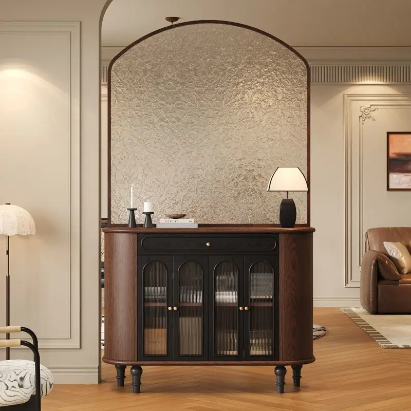 Retro entrance cabinet Solid wood living room integrated locker partition