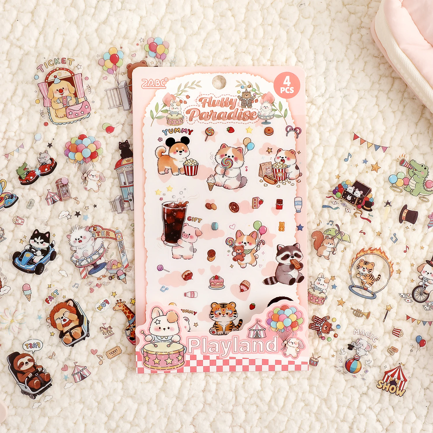 4 Blatt Kawaii Fröhliche Kleintier-Cartoon-Aufkleber zum Stanzen, DIY Tagebuch Scrapbook Ästhetik Schreibwaren-Sticker