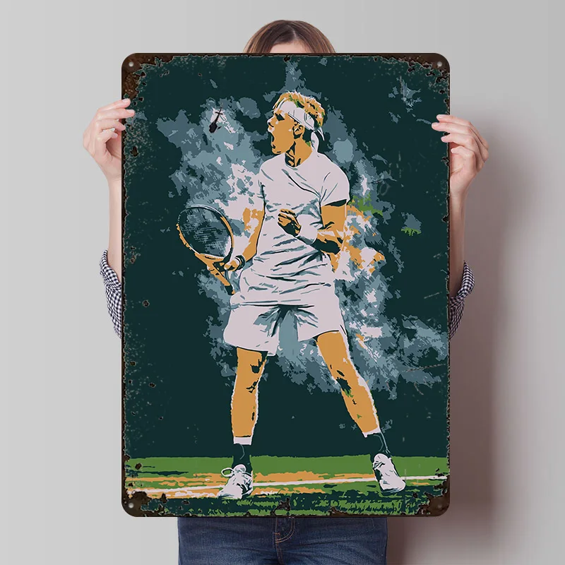 Póster de Metal Personalizado con Diseño de Jugador de Tenis Denis, Arte Retro Vintage para Decoración de Pared, Letrero Metálico para Habitación de Fans, Placa Personalizada para el Hogar