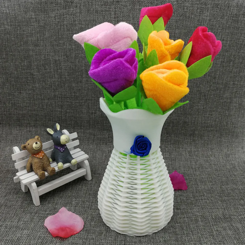 Creative Imitation Weaving Plastic Flower Basket Hollow Pattern Vase Basket for Home Wedding Decoration Fresh Dried Artificial