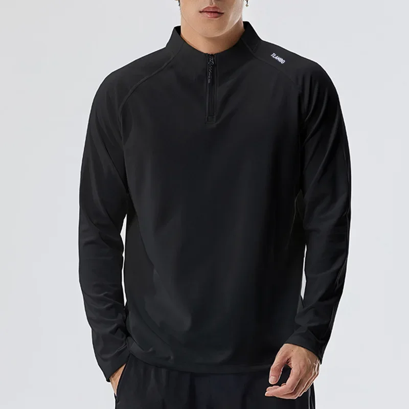 Spring and autumn half-zip long-sleeved outdoor quick-drying sports t-shirt men's running half-zip training cycling clothing