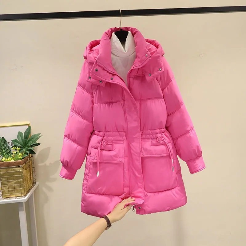 Down Cotton Jacket Women Mid Length 2023 New Winter Thickened Waist Slimming Cotton Jacket Casual Fashion Cotton Jacket