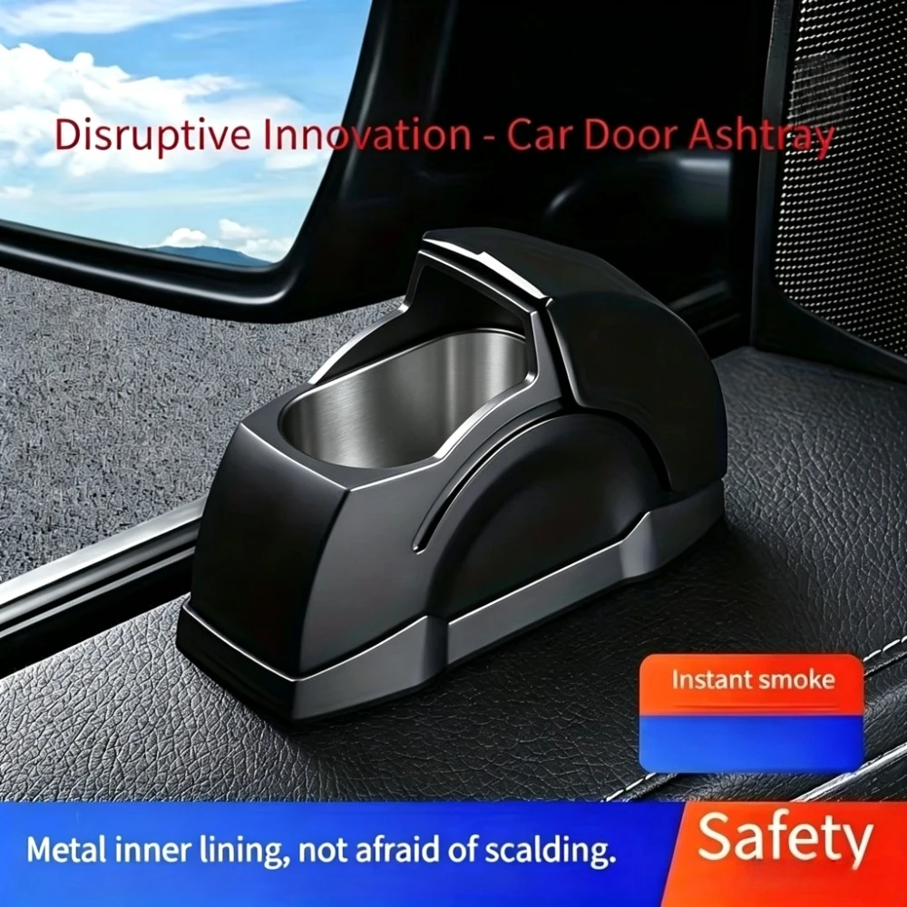 Universal Windproof Car Ashtray, Heavy Metal Structure, Anti Fly Ash Cigarette Tray for Vehicle Home Office Daily Use