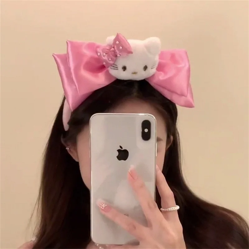 Y2K Hello Kitty Hairpin Headband for Girls Kawaii Hello Kitty Hairband Plush Hair Accessories Girls Hellokitty Thing Stuff Gift