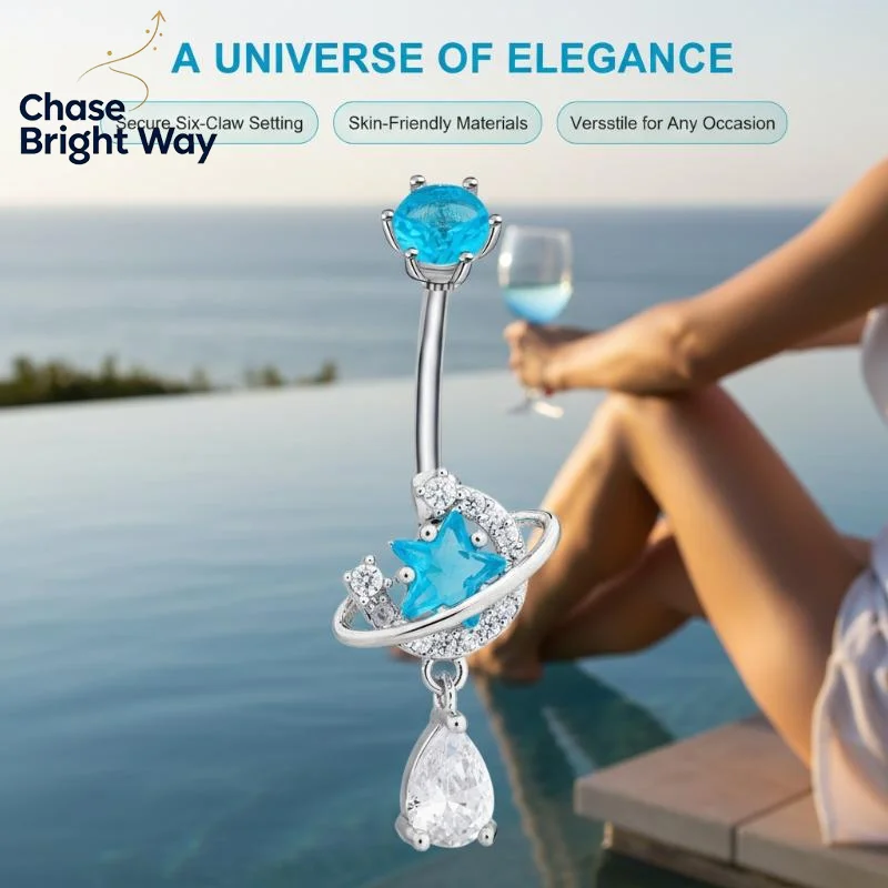 Anting-anting pusar kristal de - Body Jewelry Universe ulasan dan harga