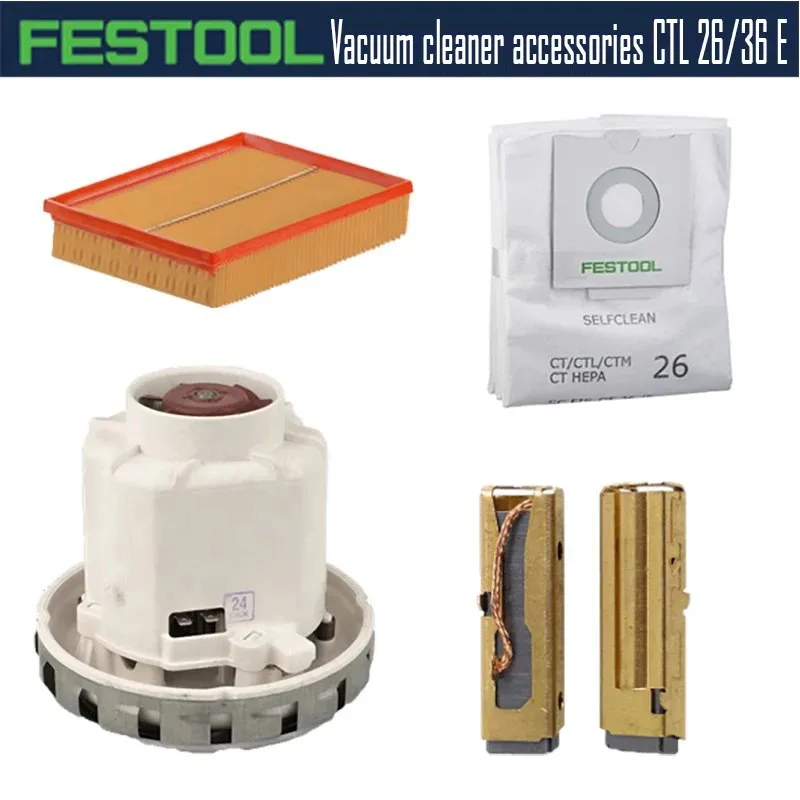 

Оригинальный аксессуар для пылесоса Festool CTL 26/36, переключатель двигателя с угольной щеткой, зажим для шланга, верхняя крышка, вакуумный мешок и т. д.