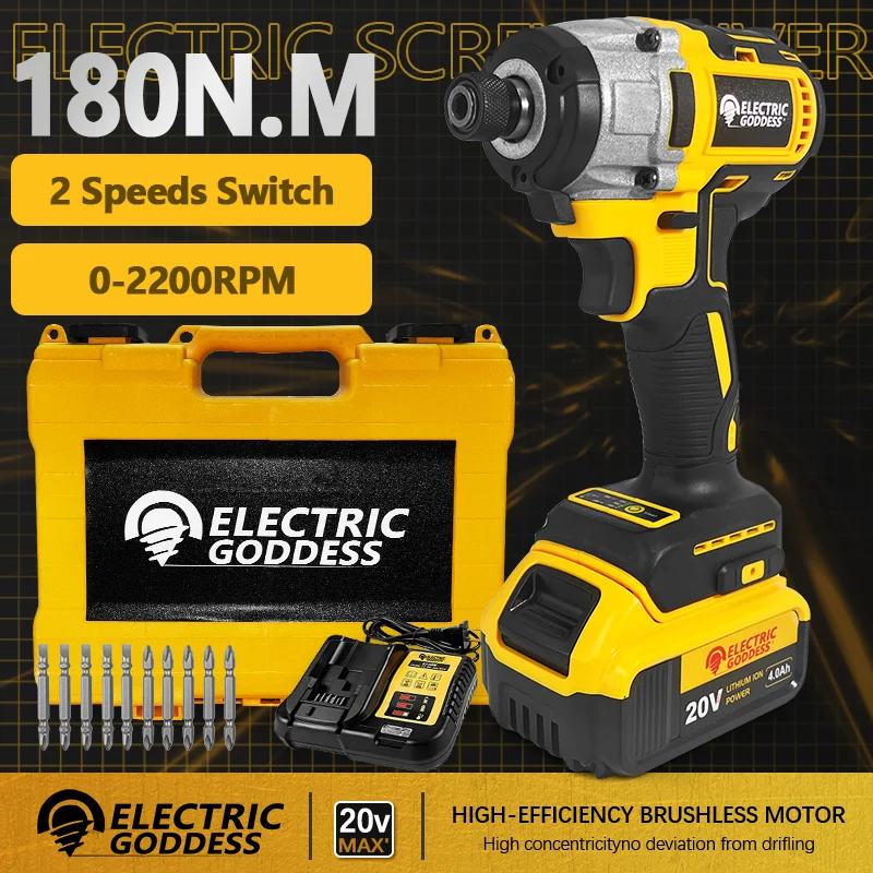 

Electric Goddess DCF887 High-Efficiency Brushless Motor Torque 180N M Cordless Impact Electric Screwdriver 20V Dewalt Battery