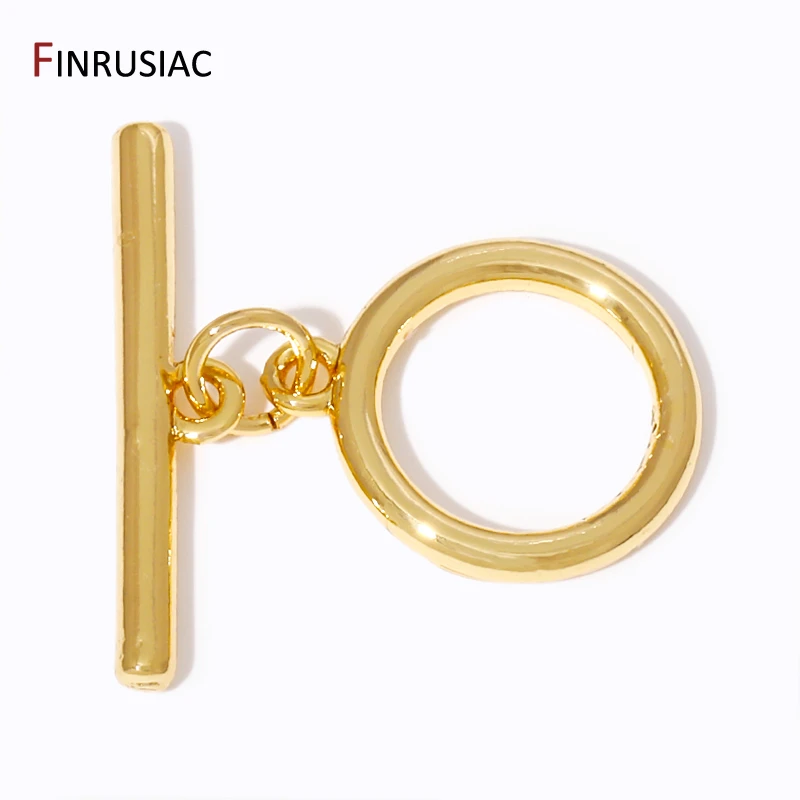 

Застежки-коннекторы из латуни с позолотой 18K, круглые, с защелкой OT, для изготовления ожерелий и браслетов своими руками.