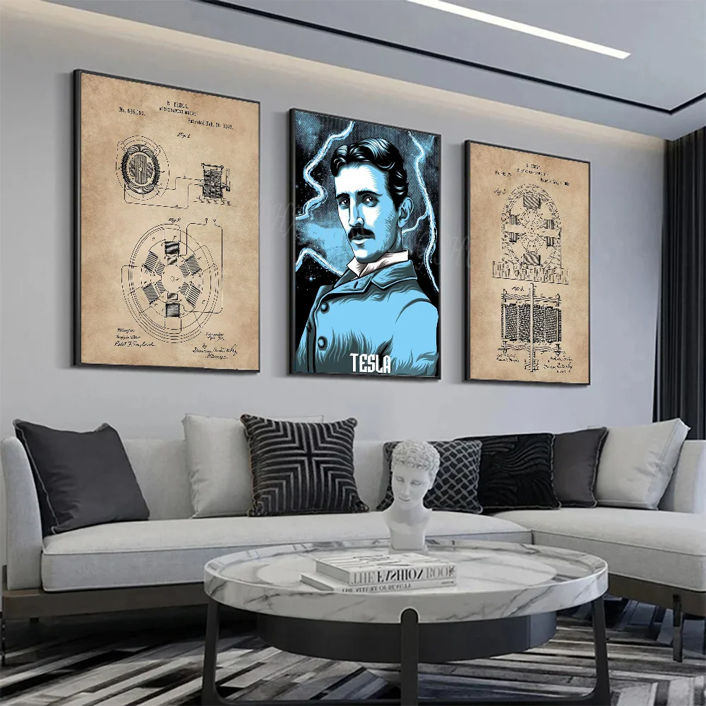 1pc Nikola Tesla Mechanical Engineers Poster HD Posters Home Room Bar Cafe Decor Art Wall Painting Picture