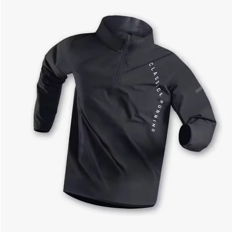 

Autumn quick drying training suit men's long sleeved sports student track and field running t-shirt outdoor cycling suit half zi