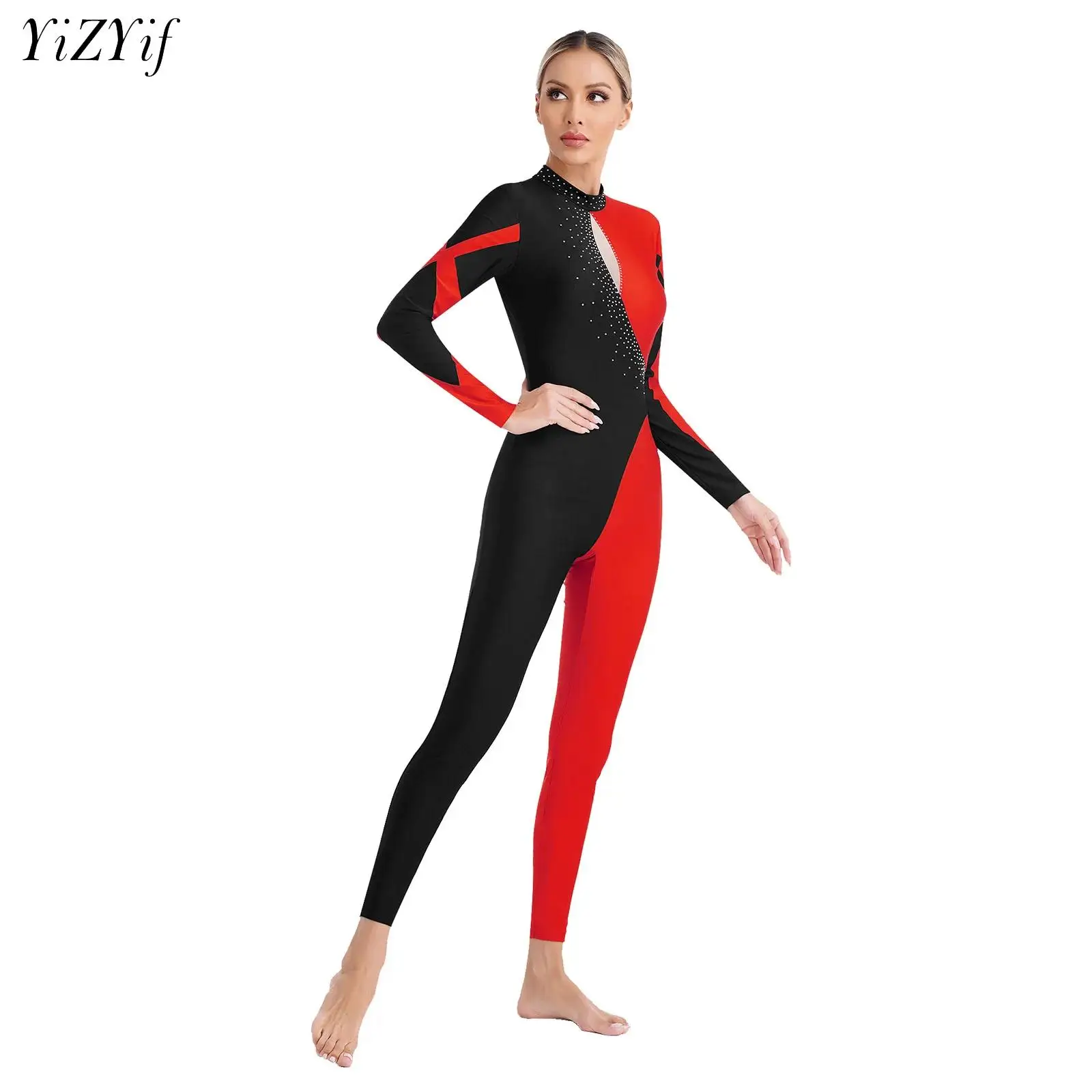 Justaucorps à manches longues avec biscuits pour femme, danse de ballet, patinage artistique, acrobatique, yoga, performance sur scène, batterie, combinaison