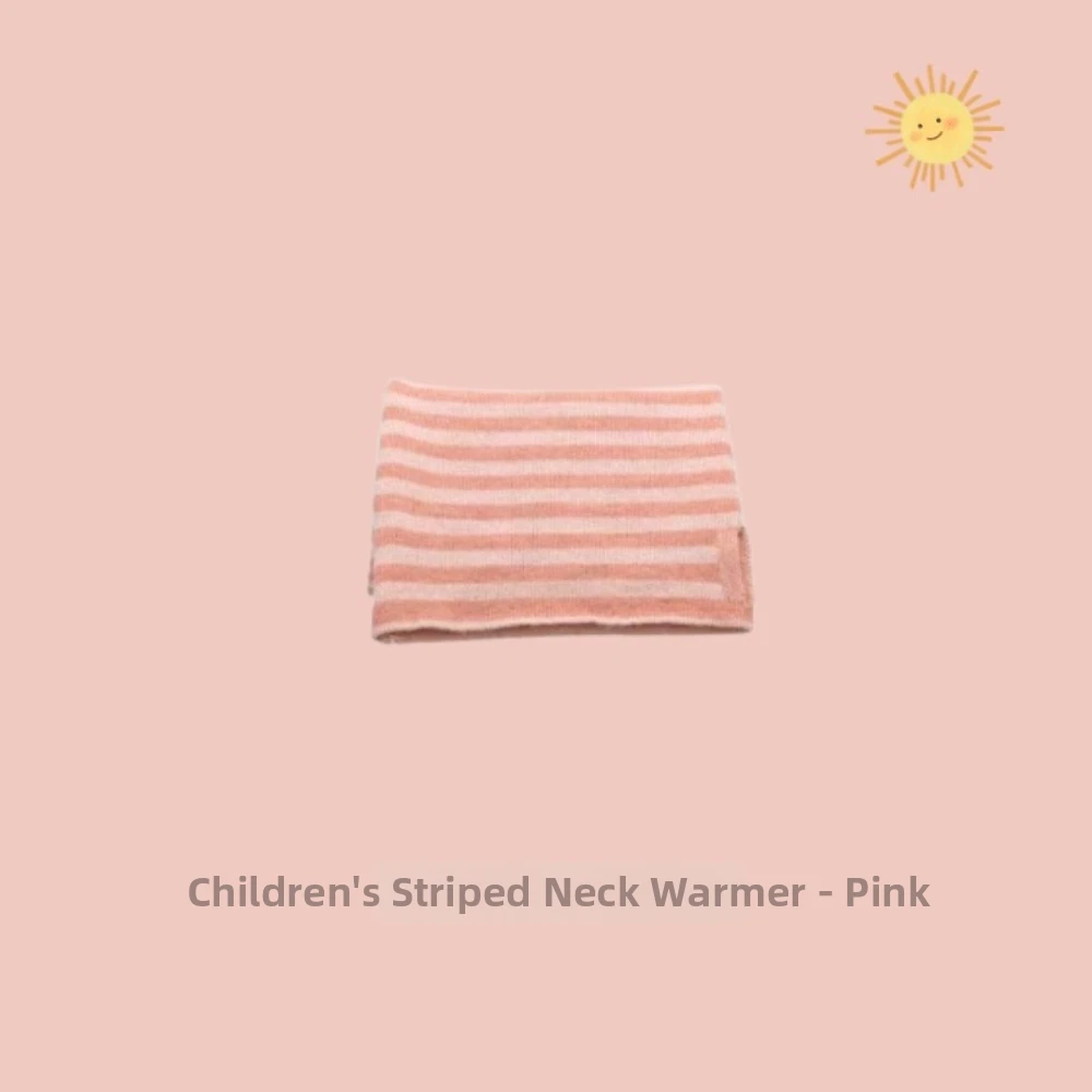 Striped Design Knit Neck Gaiter Knit Fabric Soft Material Winter Neck Warmer Fleece Lined Warm Lining Kids Striped Scarf