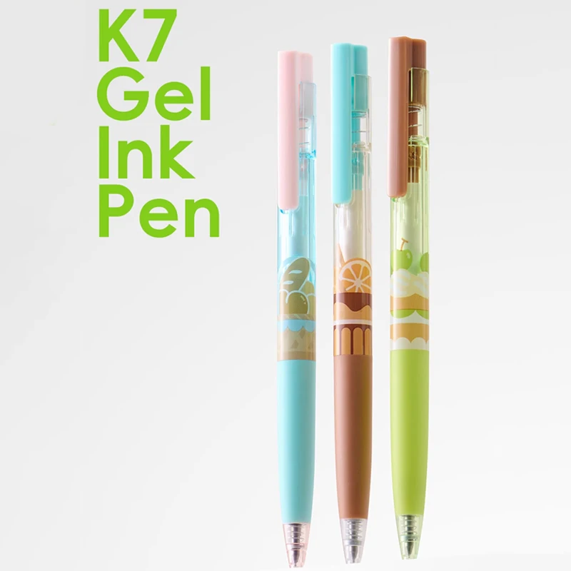 

Kaco K7 Gel Pens Lazy Afternoon Tea Black Press Pen 3pcs Double-Bead Quick Drying Ins Cute Girl Heart 0.5mm Writing Pens