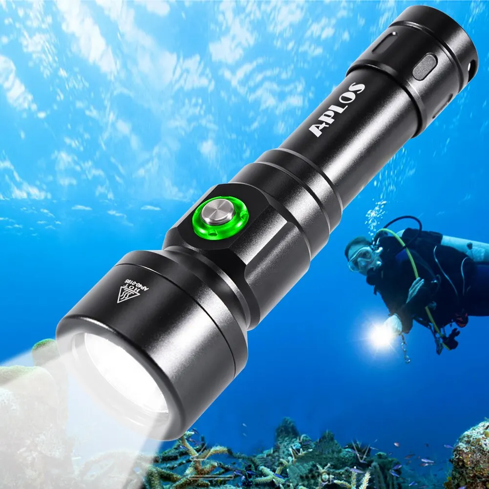 APLOS AP40 Scuba Diving Flashlight XHP70 Super Bright 4000 Lumens LED Dive Torch IPX8 Waterproof Underwater 150m 492ft Lantera