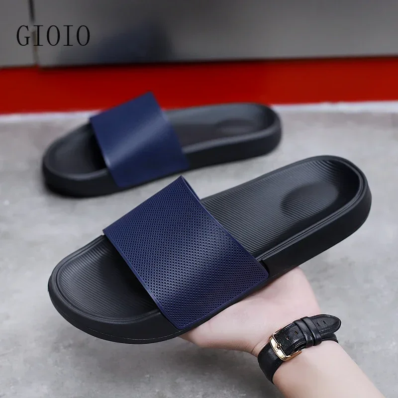 GIOIO Summer Lovely Solid Color Home Slippers For Women Men Non-slip EVA Bathroom Slides Females Concise Light Sandals Couples