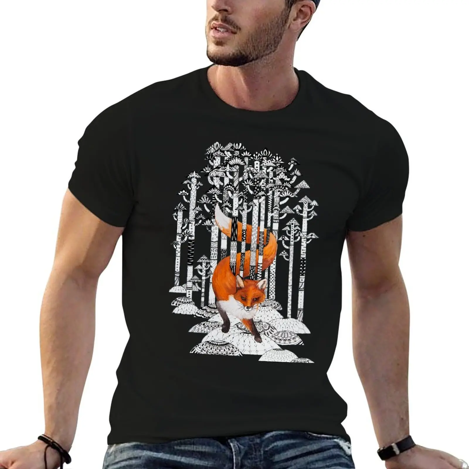 

Fox winter forest T-Shirt anime tshirt custom t shirt oversized t shirt men