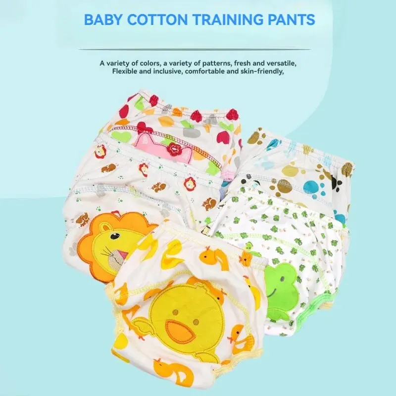 Baby Cotton Learning Pants Diaper Pocket Cloth Diaper Waterproof Training Pants Breathable Baby Washable Cartoon Diaper Pants