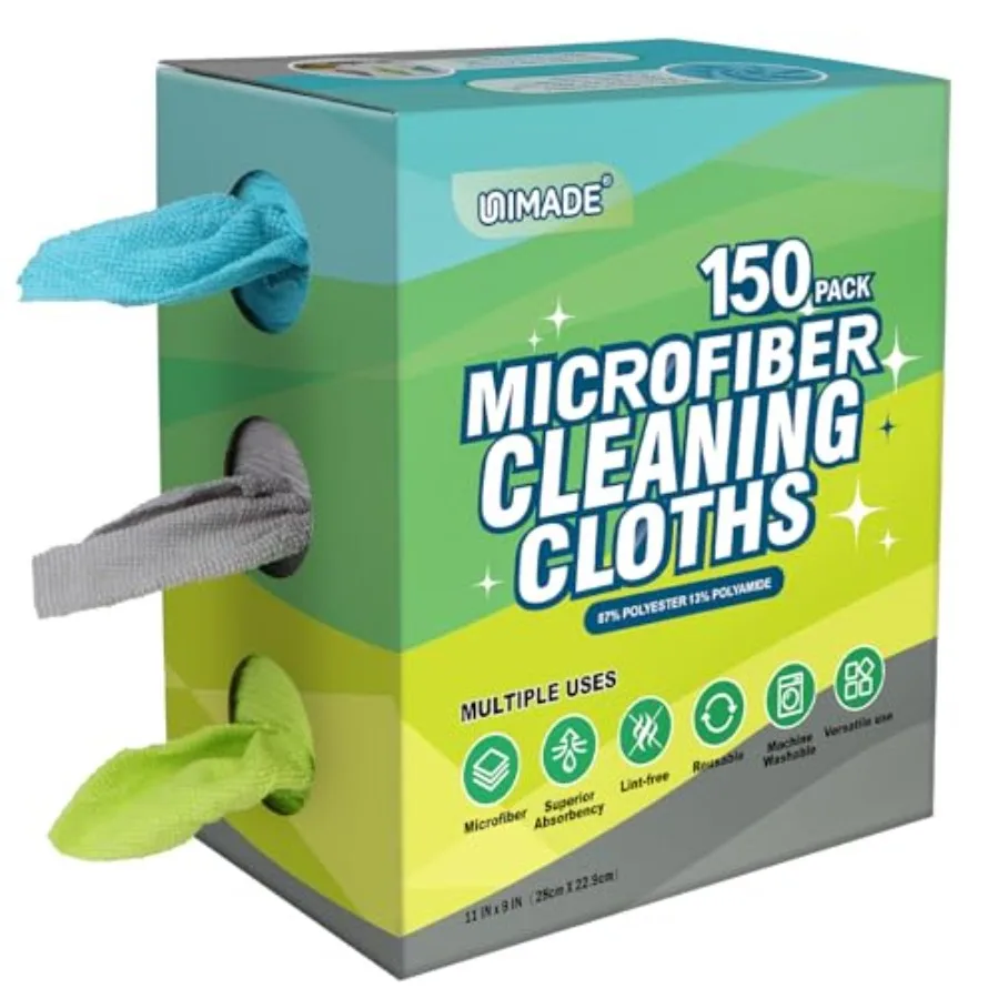 

Microfiber Cleaning Cloth, Pack Reusable Paper Towels Microfiber Towels for Cars Lint Free Washable Tissues Shop Rags with Disp