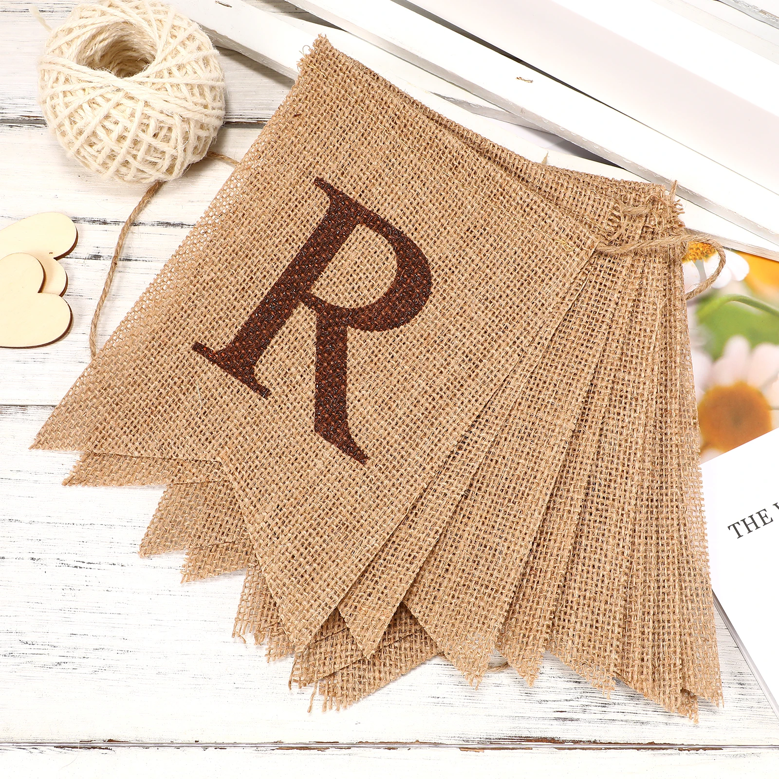 

Burlap Banner Swallowtail Party Decorations Pattern Banners Gathering Flags Garland Confetti Personalized Letter Photo Props
