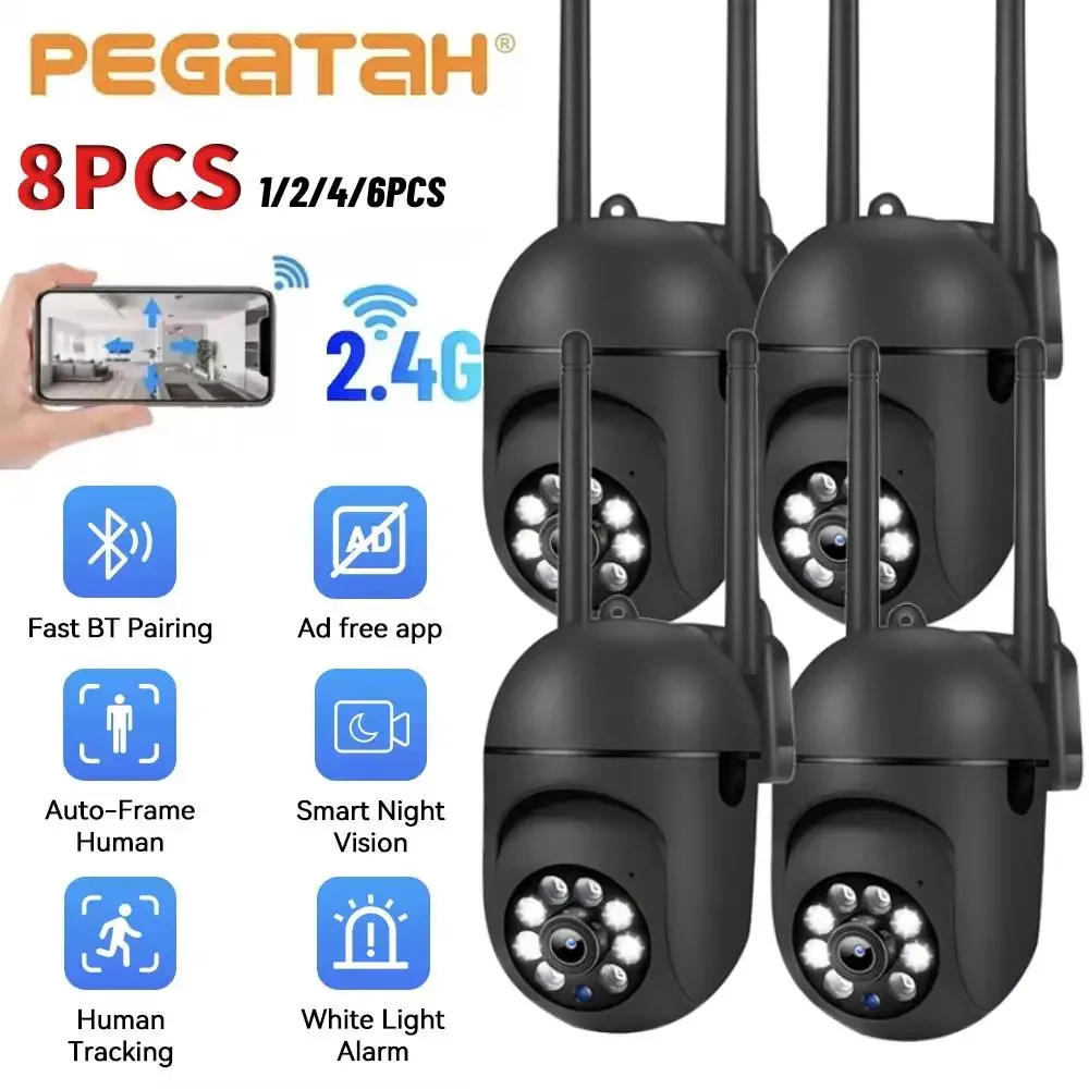 2.4G 8MP Black Cameras Wifi Video Surveillance IP Outdoor Security Protection Monitor 5.0X Zoom Home Track Alarm O-Kam Pro APP