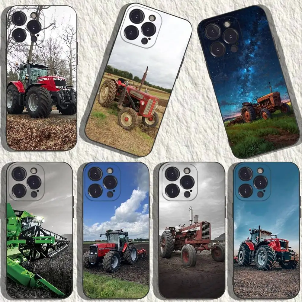 

Farm Vehicle Tractor Phone Case For iPhone 17,16,15,14,13,12,11,Plus,Pro Max,XS,X,XR,SE,Mini,8,7,Soft Silicone Black Cover