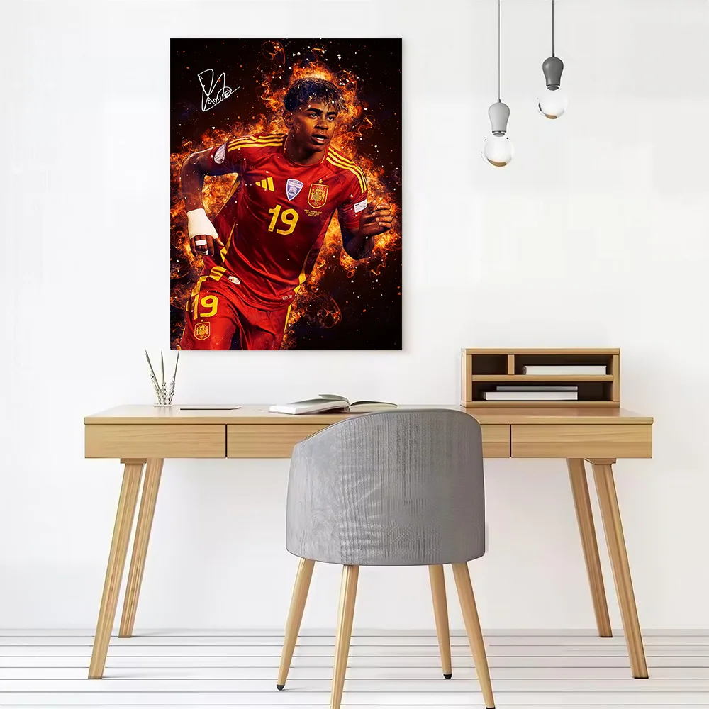 Lamine Yamal With Fiery Aura Poster Canvas Wall Art Custom Photo Print Modern Painting for Fans Bedroom Gamer Decoration Room