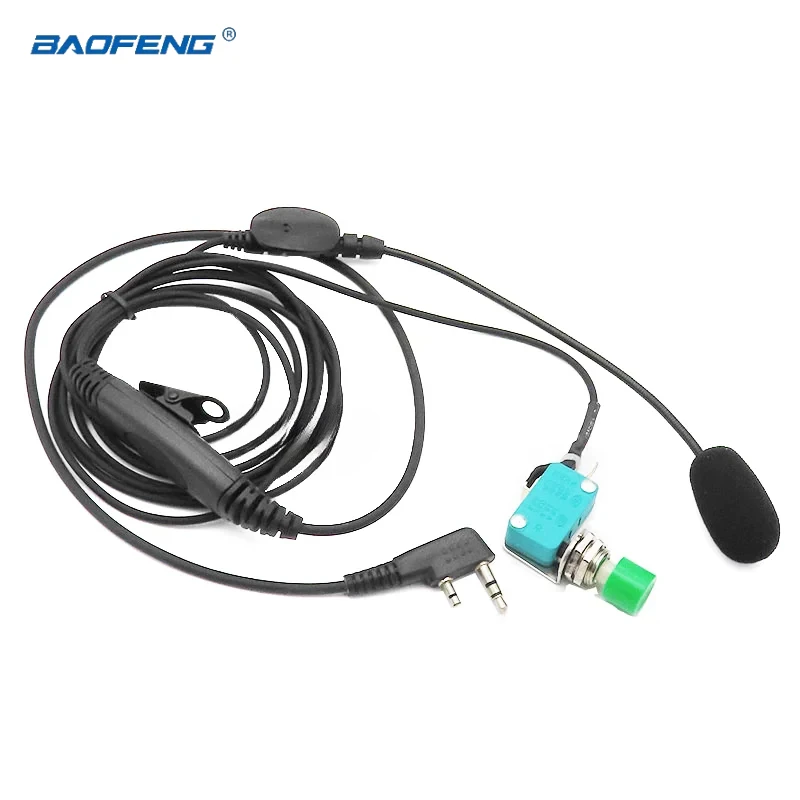 BAOFENG ไมโครโฟนแบบแฮนด์ฟรีสำหรับนิ้วมือ, ไมค์ไมค์ใช้ได้กับ UV-5R 888S Kenwood Tyt Wouxun อุปกรณ์เสริมสำหรับวิทยุติดรถยนต์