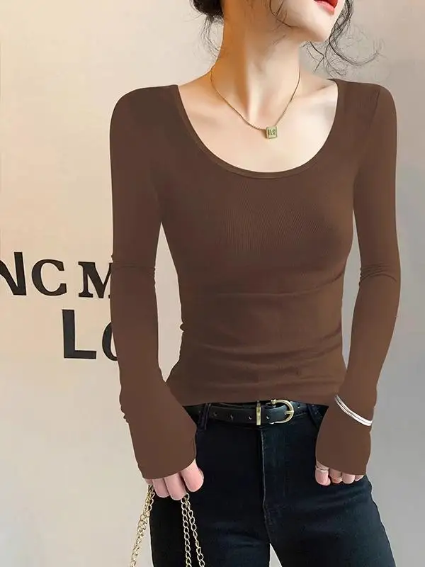 

Fenixuan Modal U-Ne Long Sve T-irt Women's Base Layer irt Slim Fit Low Ne Spring Autumn Sle Faionable Base S...