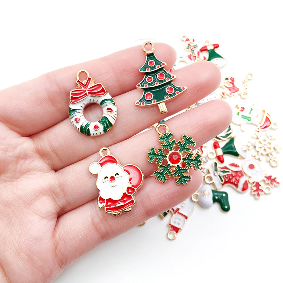 10/30/50pcs Alloy Drip Oil Christmas Series Pendant Jewelry Making DIY Keychain Earrings Charms for Jewelry Bracelets Necklace