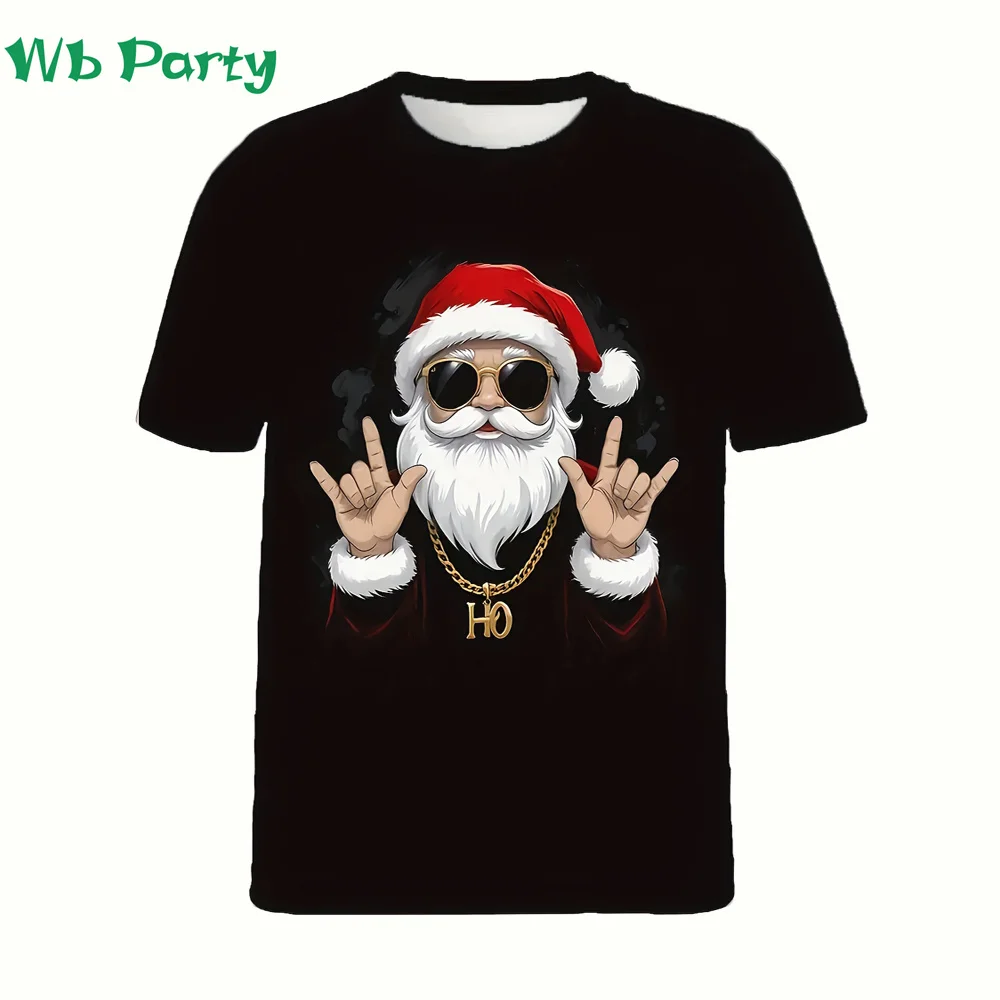 Funny Christmas T shirt Men Santa Claus Men's Clothing O-Neck Short Sleeve Tee Simple Men's T-shirt Fashion T-shirts for Men Top image 2