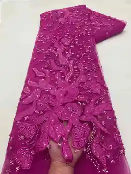 棕色亮片蕾絲布料 5 號 派對新娘 杜拜手工水晶珠飾 全新高品質奢華非洲珠飾薄紗亮片 6 最佳銷售 棕色蕾絲布料 - №5