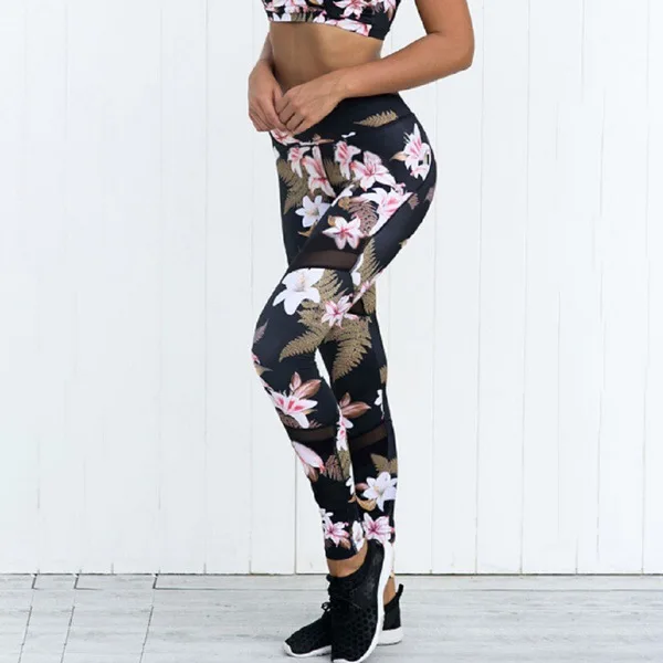 2 Piece Set Women Yoga Workout Set Sport Clothes Retro Print Tracksuit Female Fitness Suit Sportswear Running Gym Clothing