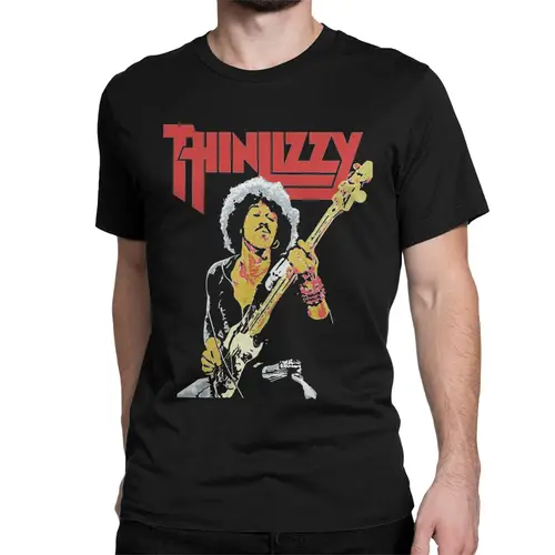 Imagen 2 del producto Camisetas de Rock Band para hombres y mujeres, camisetas delgadas Lizzy de ocio, camiseta de manga corta con cuello redondo, Tops originales de algodón puro