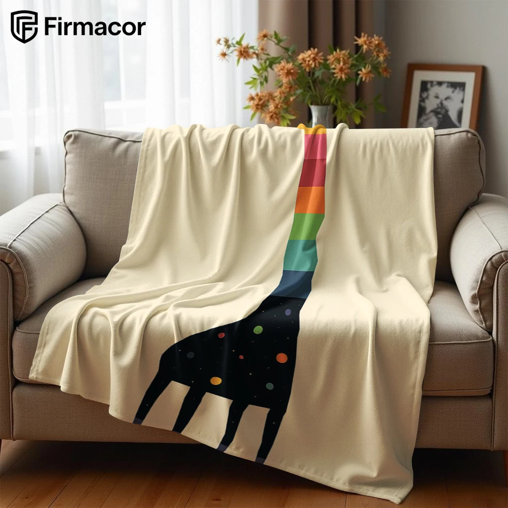 Giraffe Art Cartoon Anime Print Flannel Blanket Soft Warm Throw for Kids Bedroom Sofa Bed Christmas Office Car