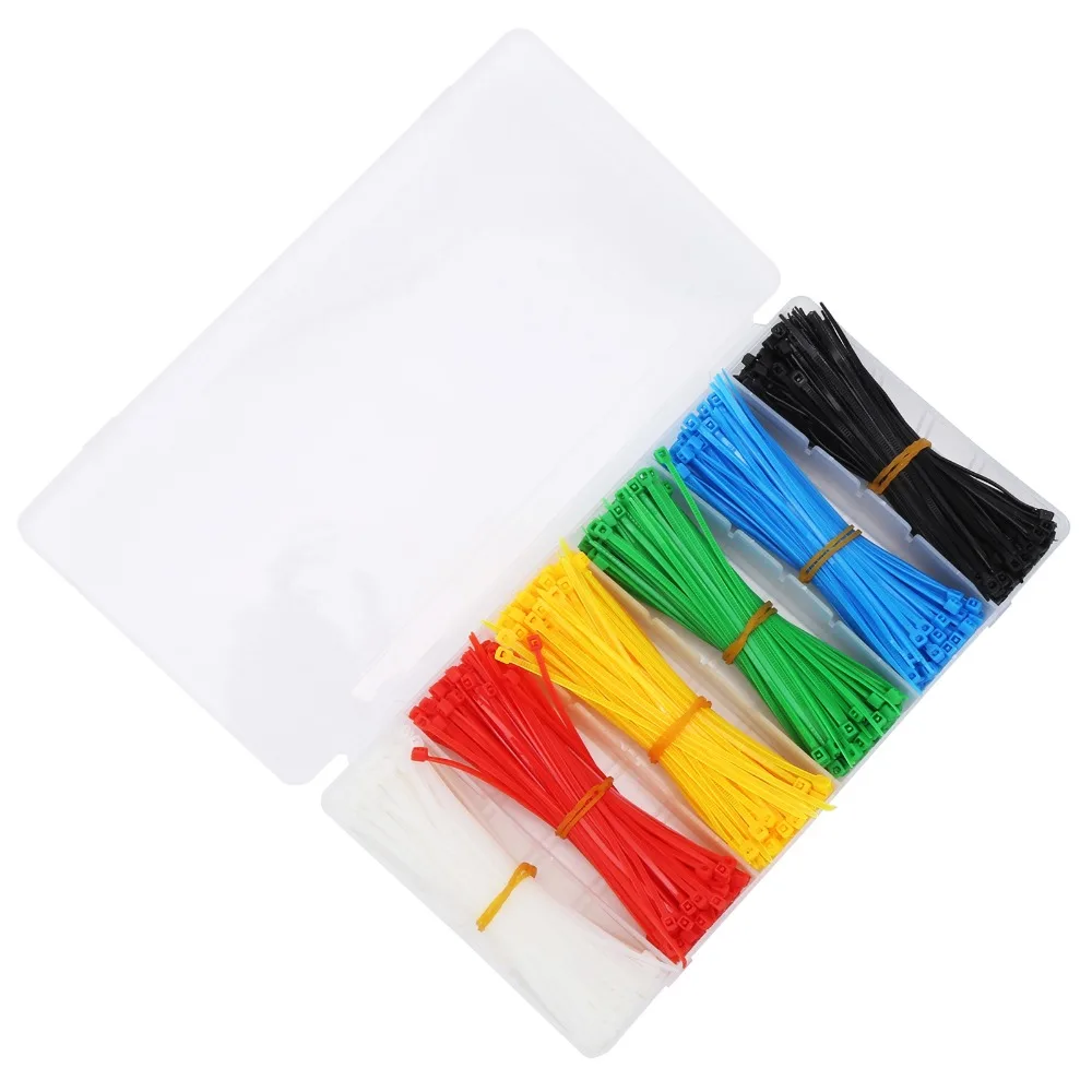 900pcs Portable 6 Colors Self-Locking Nylon Cable Ties Self-Locking Multicolor Zip Ties Portable Zip Ties Organizer Accessory