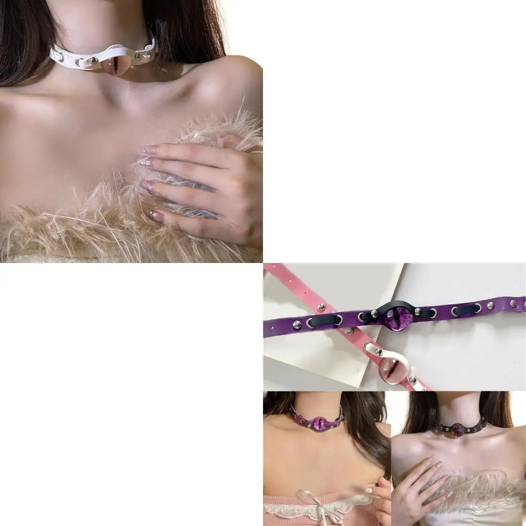 652F Dark Series Choker with Big Devil Eye Adjustable Neckband Choker Neckwear Collarbone Necklace Girlfriend Valentines Gift