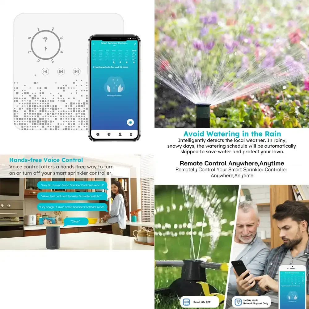 

Qwinn 2026-Rehent Умный таймер полива на 8 зон с Wi-Fi управлением для сада, совместим с Alexa и Google Sprinkler