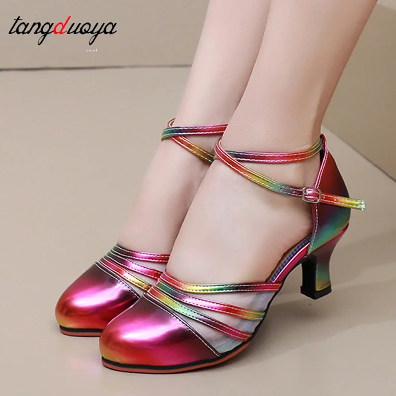 New Latin Dance Shoes Women's Salsa Tango Ballroom Party Heels Color Modern Dance Women's Shoes Unique Design