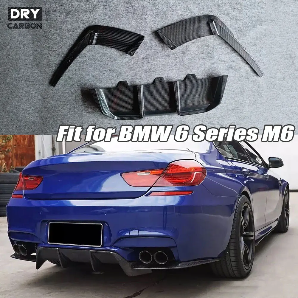 

3Pcs Carbon Fiber Rear Bumper Lip Diffuser Spoiler Splitters Body Kit for BMW 6 Series F06 F12 F13 M6 M Tech 2013 2014 2015 2016