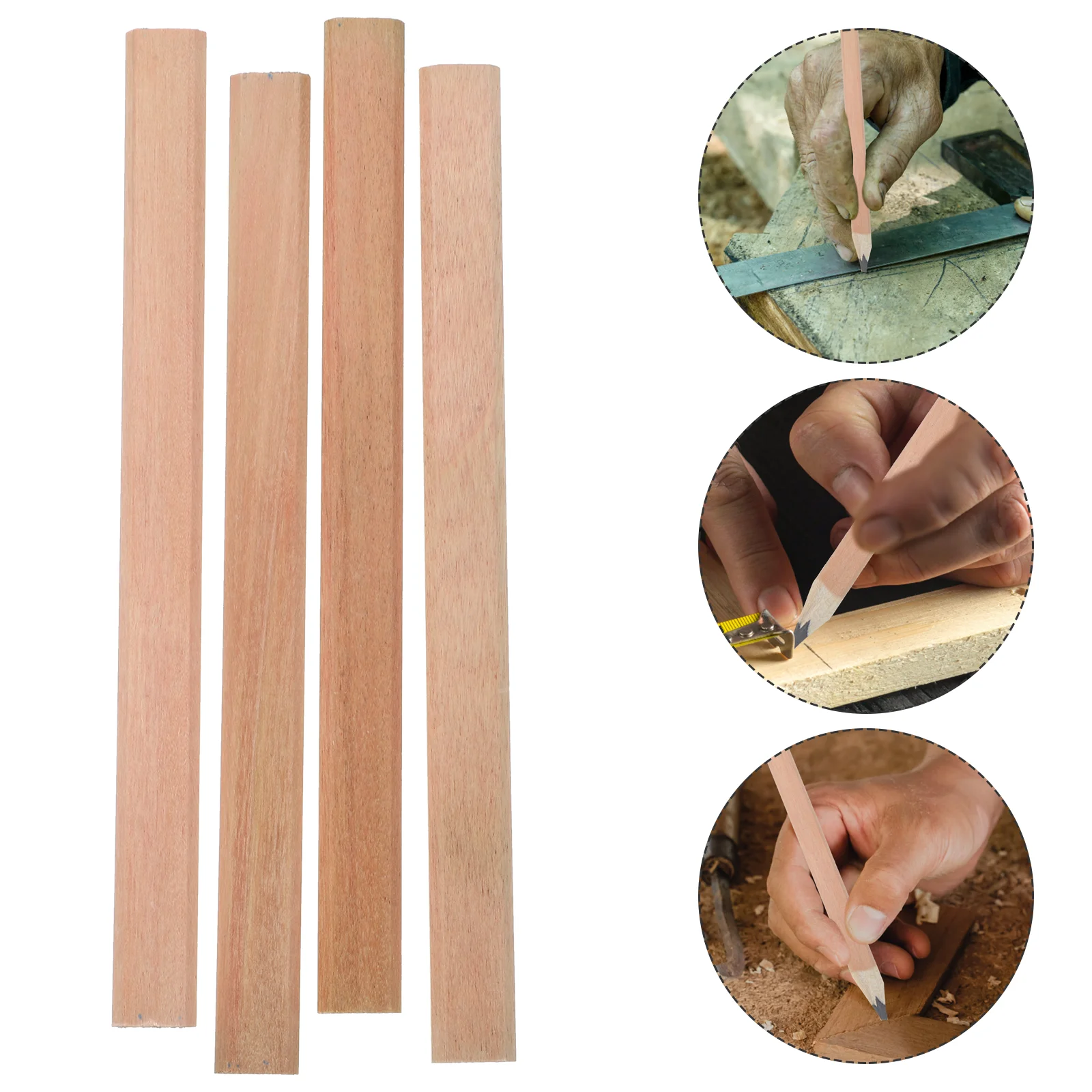 

4pcs Carpenter Pencils Woodworking Marking Tools Heavy Duty Construction Builders Pencil HB Black Refill Drafting Design