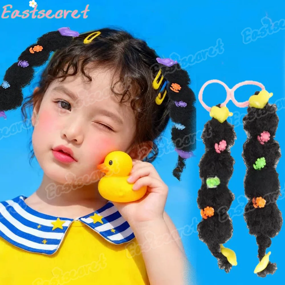 

EAST Colorful Accessories kids Synthetic wig Ponytail Explosion Ball Cute and Double Ponytail Wig Braid Style Accessories girl