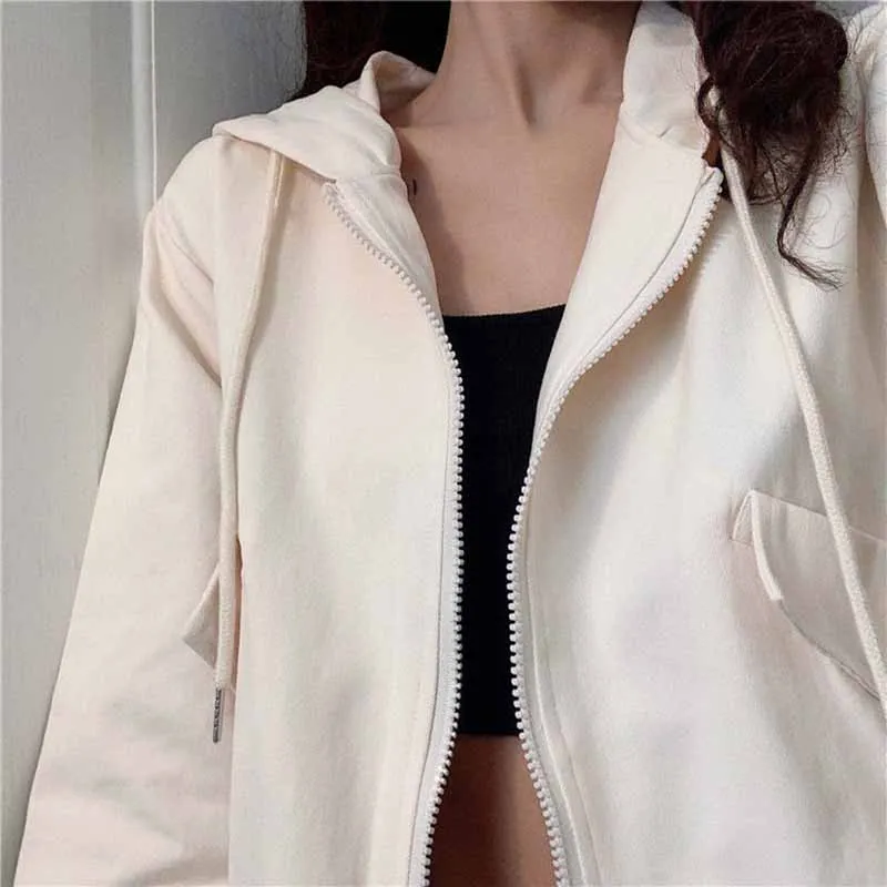 Damskie kurtki basic z daszkiem, krótkie, wiosenne, w stylu preppy, proste, wygodne, codzienne, zapinane na zamek, codzienne, dla nastolatek, uniwersalne, popularne, w stylu koreańskim.